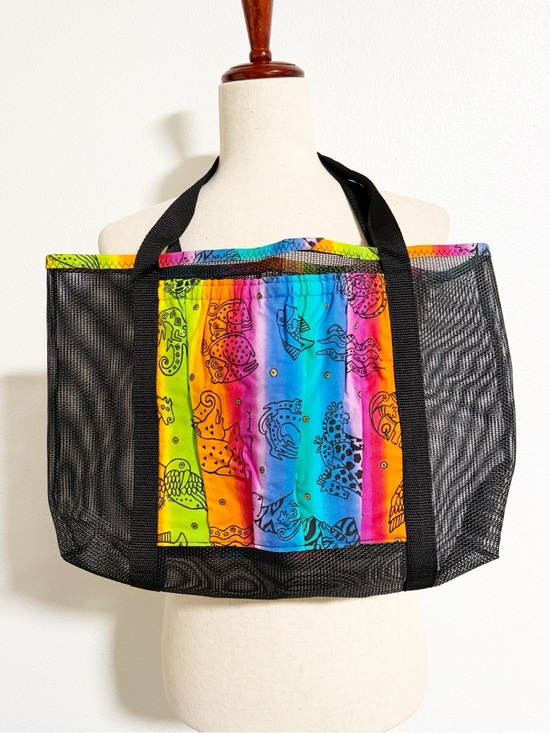 Laurel Burch Handbags - Laurel Burch Animal Print Rainbow Mesh Beach Tote Bag